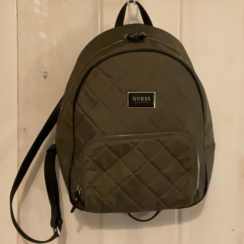 NWOT Guess Olive green quilted backpack